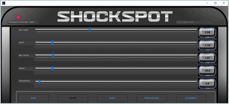 This image show the computer software used to control the Shockpot sex machine