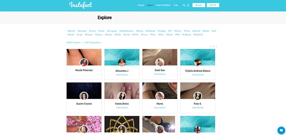 Screenshot from Instafeet.com