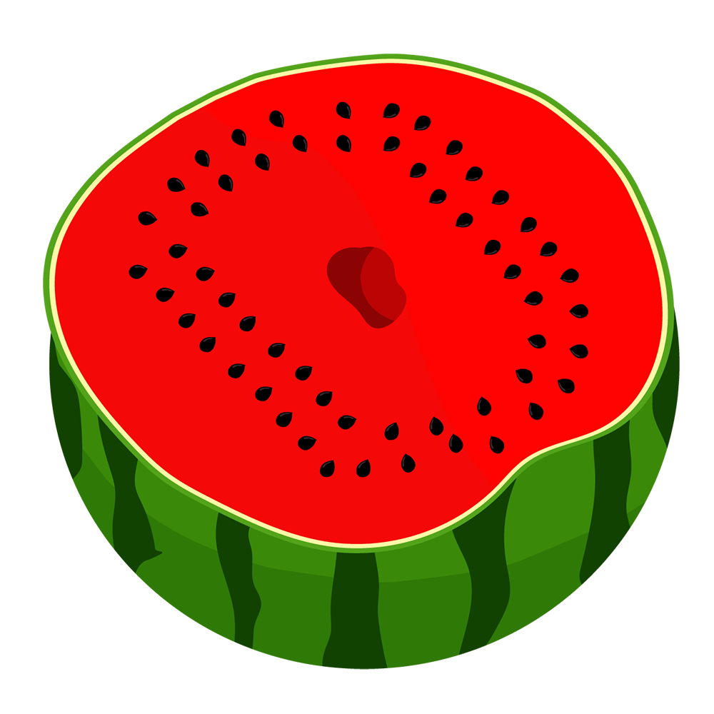A watermelon cut in half