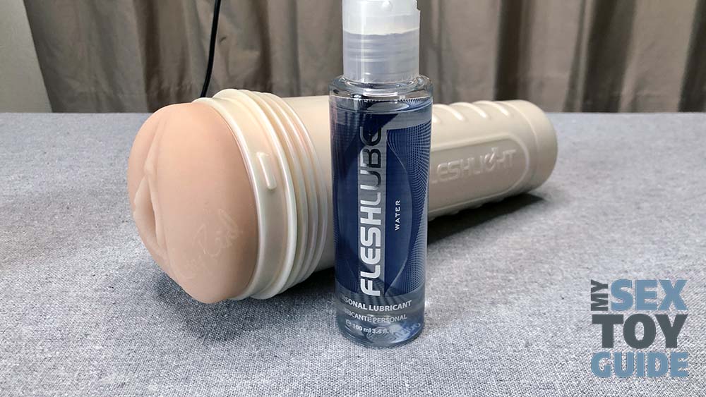 A Fleshlight with a Lubricant bottle