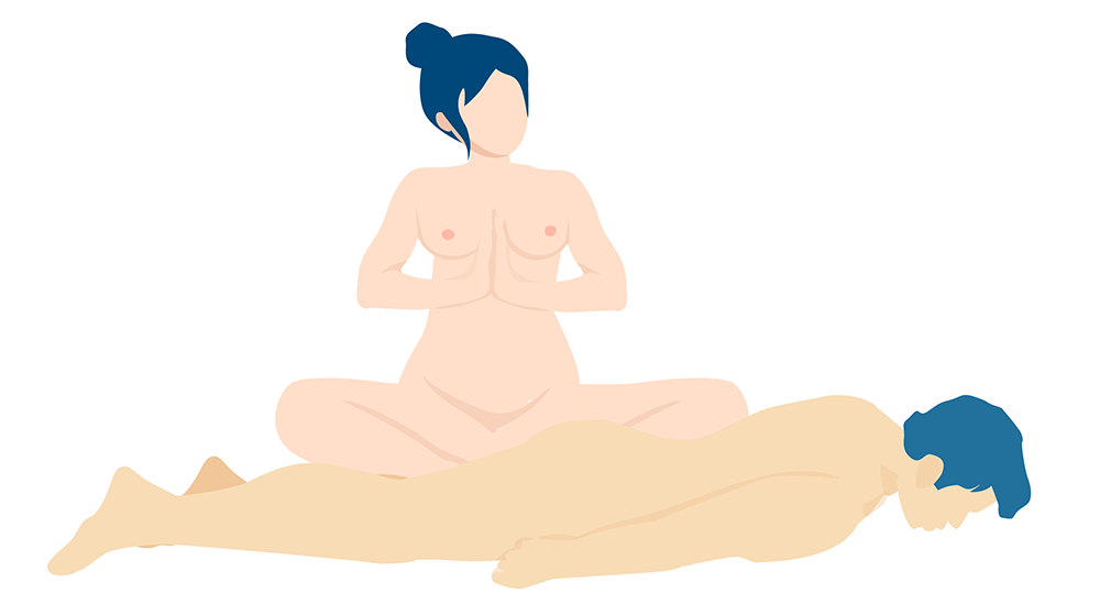 The starting position of full body tantric massage
