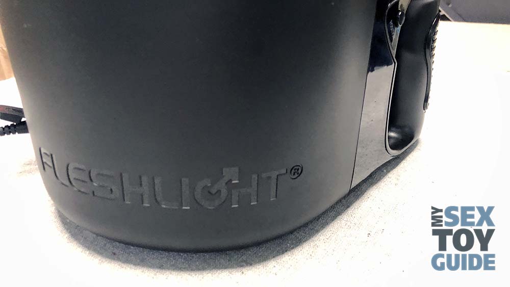 Closeup of the Fleshlight logo at the base