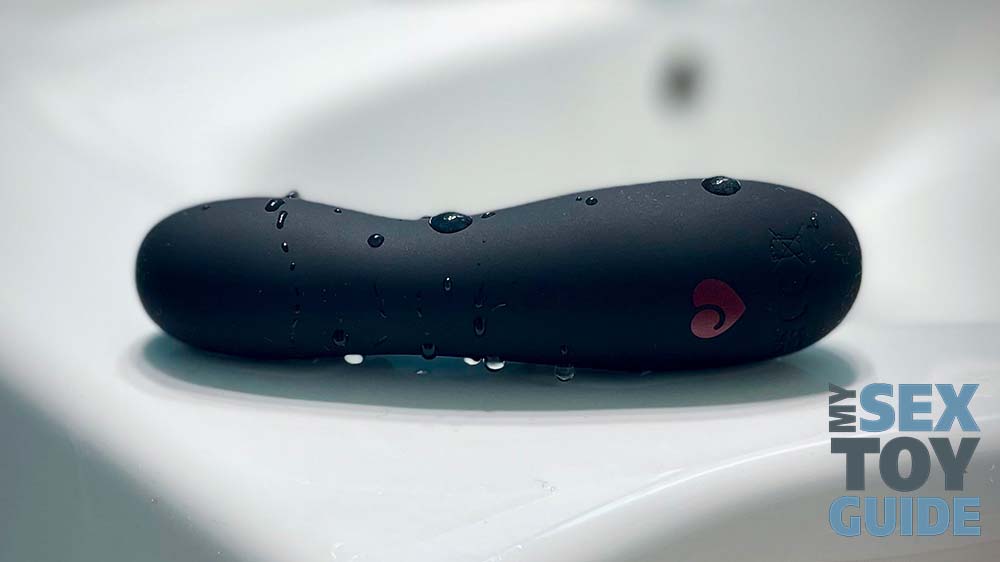 Agent Provocateur X Lovehoney Salsa Silicone Bullet Vibrator lying on a sink