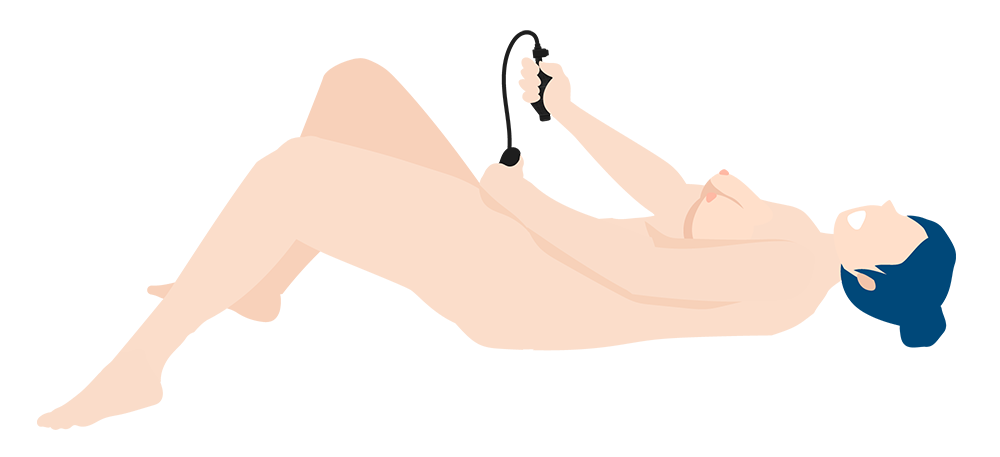 A girl using a squirting dildo (Illustration)