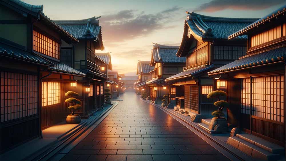 A Japanese street at dawn