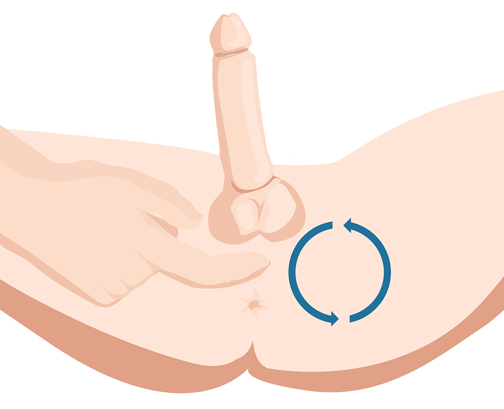 Massaging the perineum using a circular motion