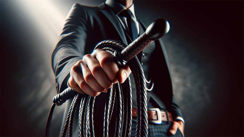 A man holding a whip