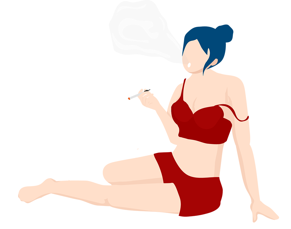 A sexy woman smoking