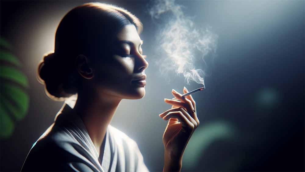 A woman smoking