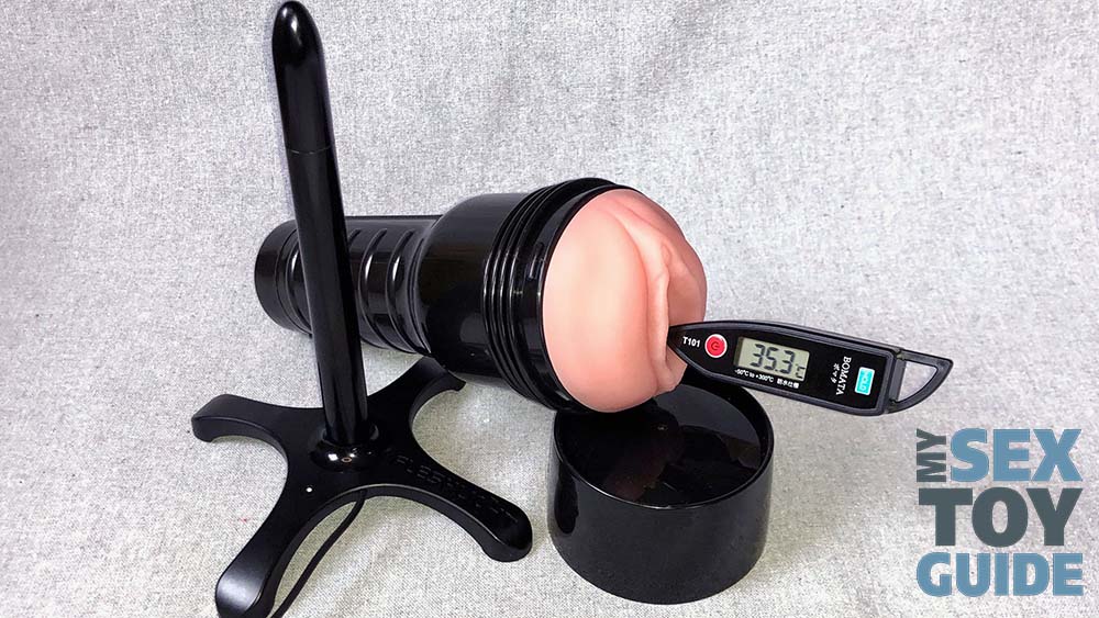 The Fleshlight sleeve warmer with a thermometer