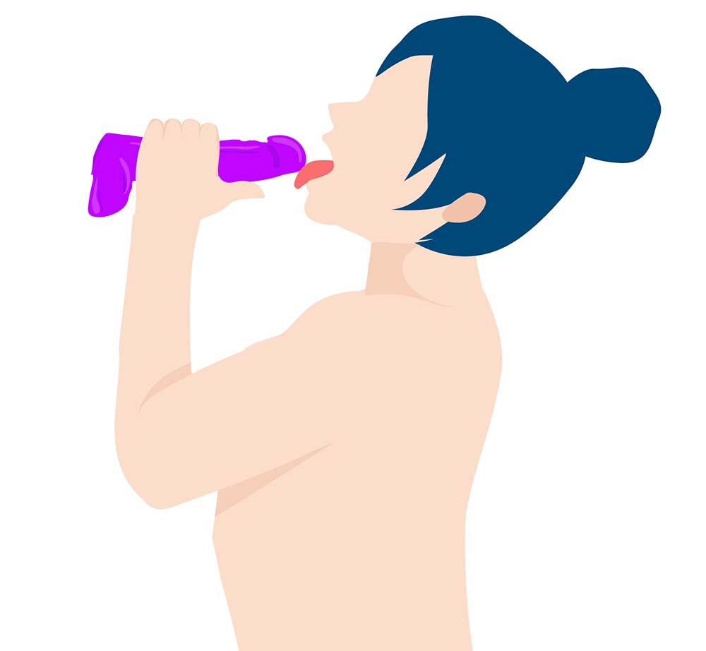 A woman licking a dildo (illustration)