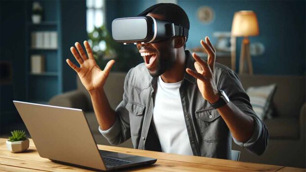 A man wearing VR headset
