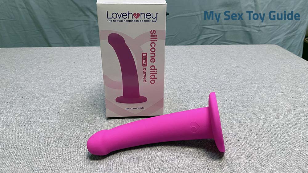 The Lovehoney curved dildo with the box