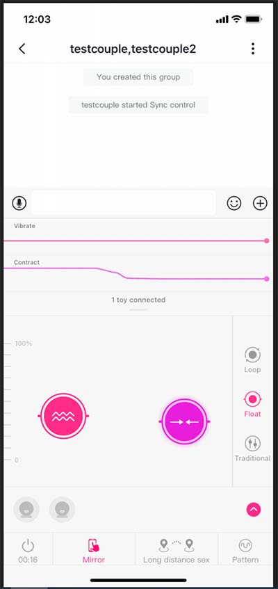 Long-Distance Sex Mode screen