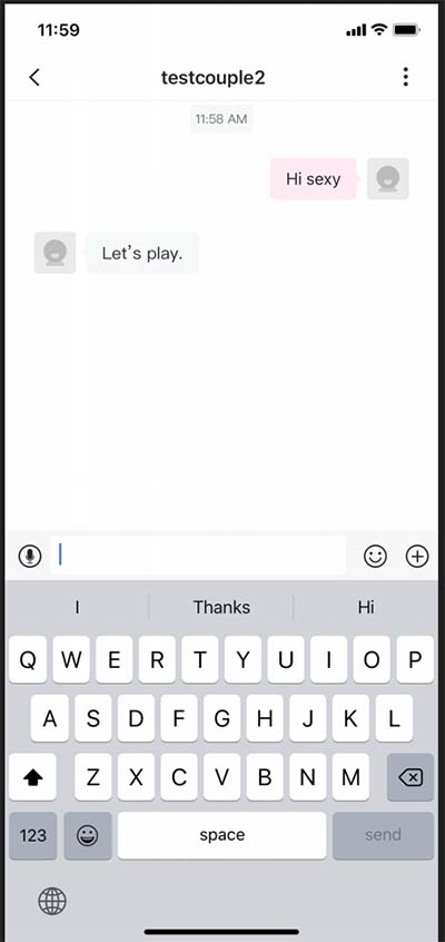 Screenshot from the app chat feature