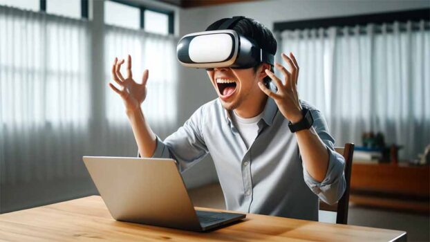 A man wearing VR headset