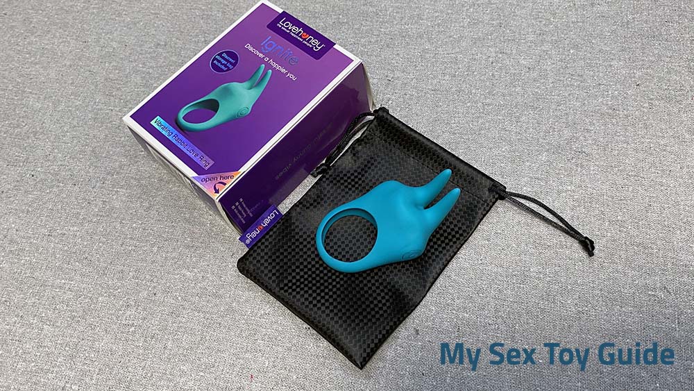 The Lovehoney cock ring with the storage pouch and the box