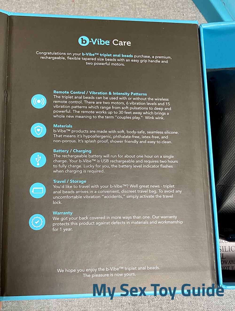 The material care guide on the box