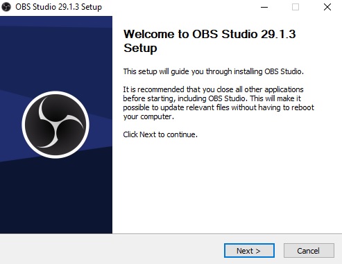 OBS studio setup wizard 