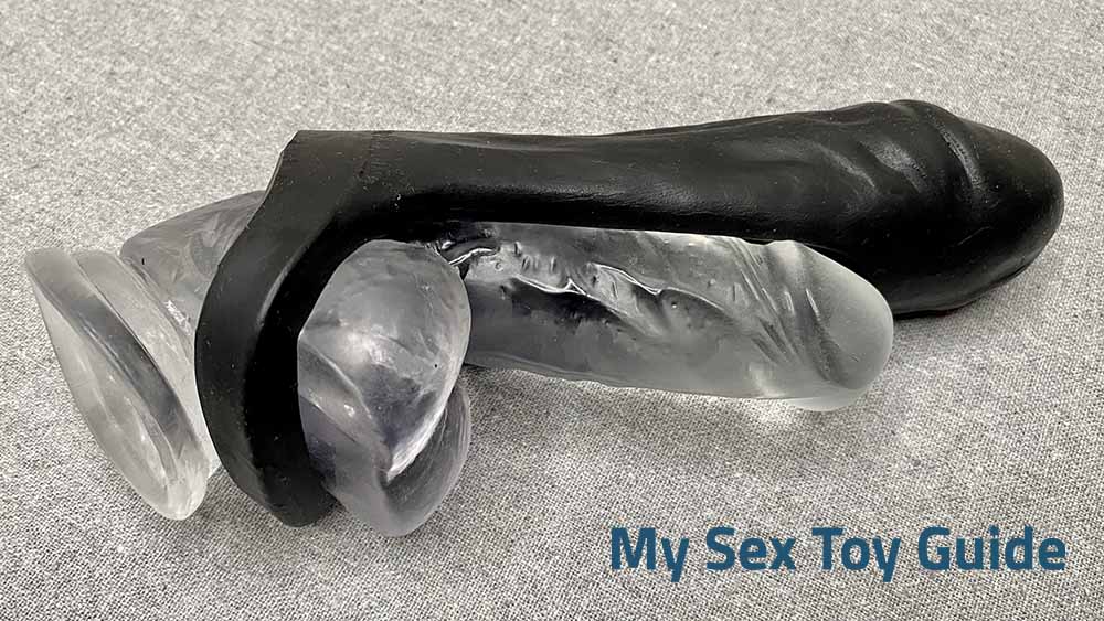 Oxballs Silicone Thug Black used on a dildo