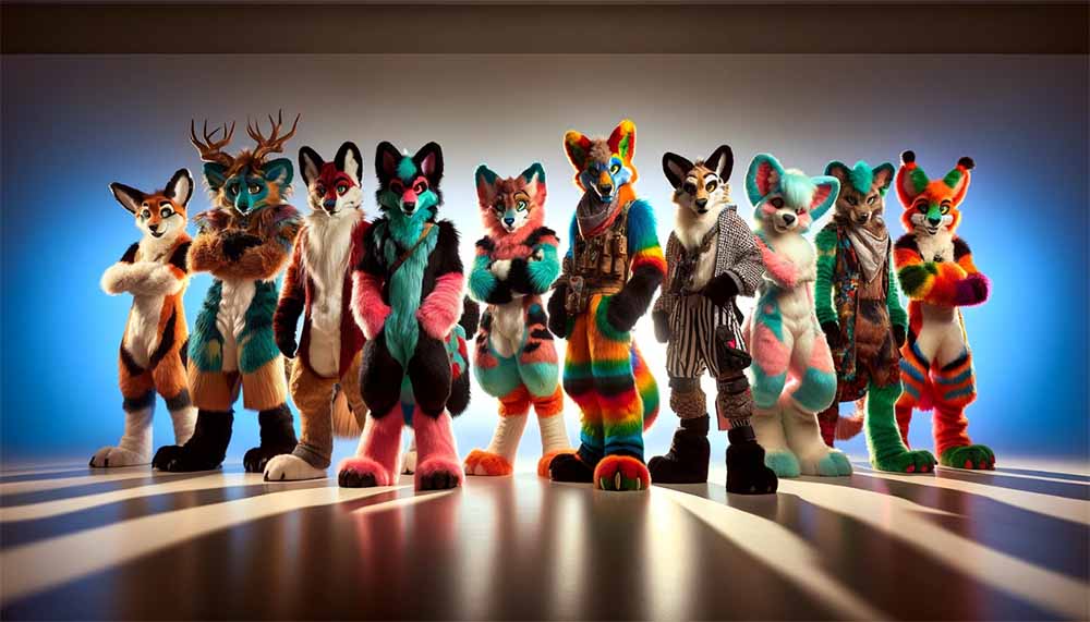 A group of furries in fursonas