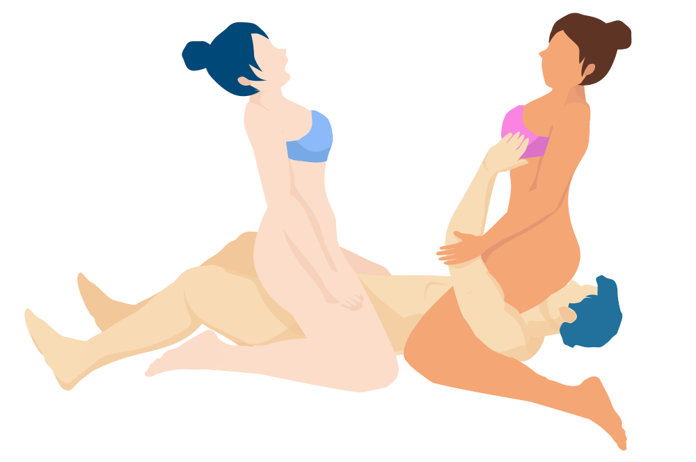 Double Cowgirl Threesome Sex Position