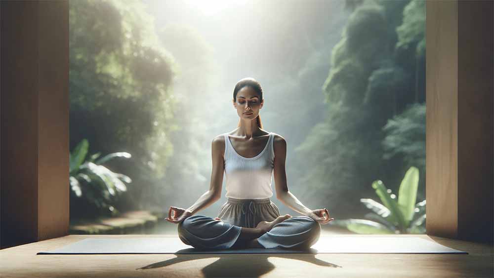 A woman meditating 