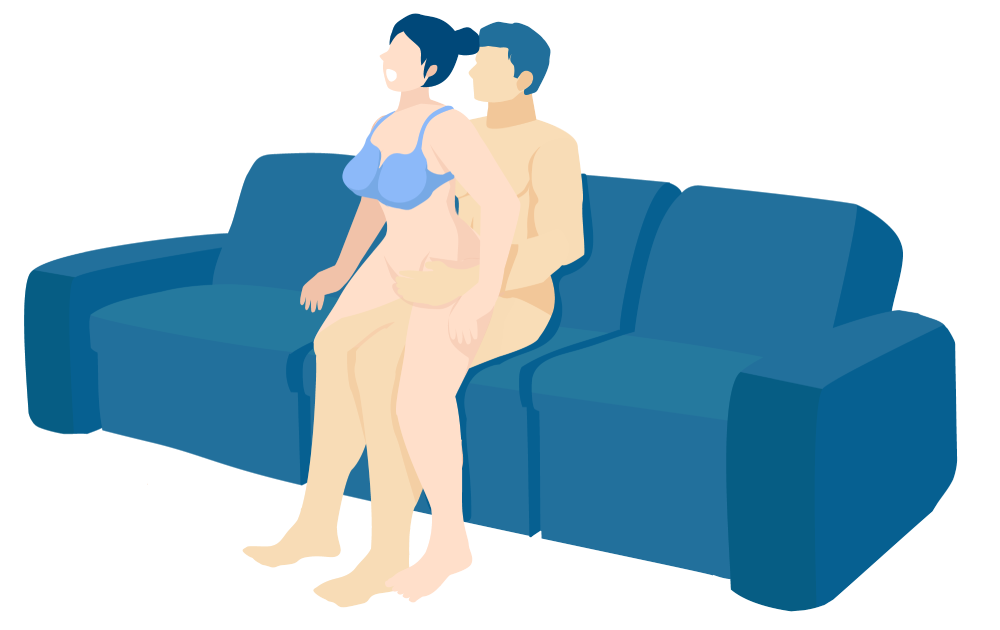 Lap dance position on a couch