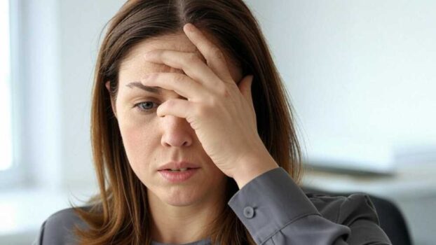 A woman face palming