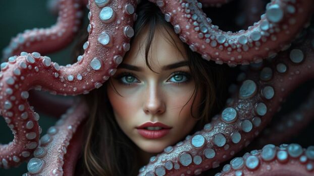A woman surrounded by tentacles