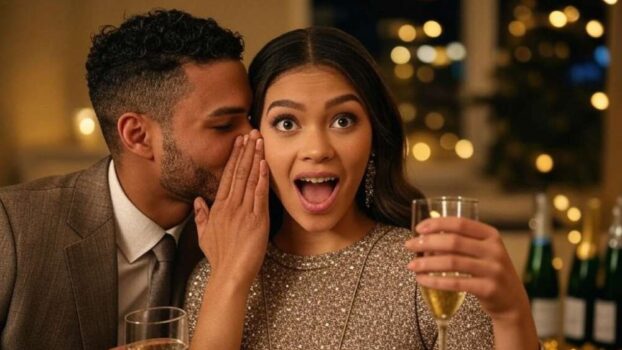 A couple celebrating new year