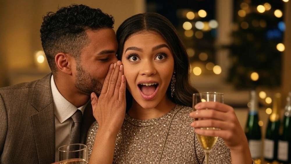 A couple celebrating new year