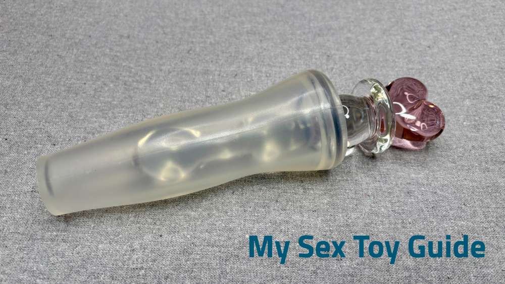 Crystal Heart of Glass Dildo inside the packaging