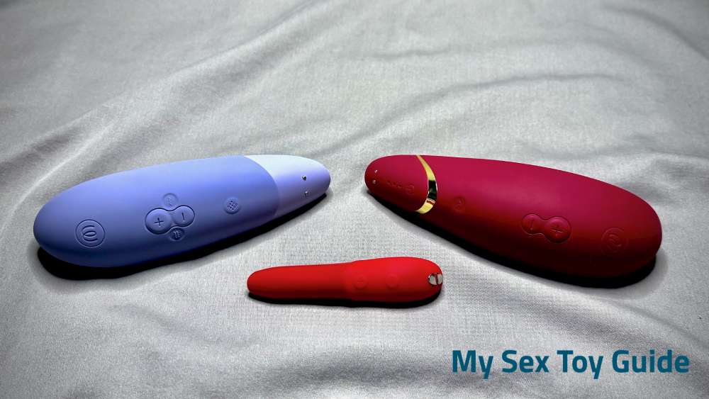 Womanizer Enhance next to Premium 2 and We-Vibe Tango X