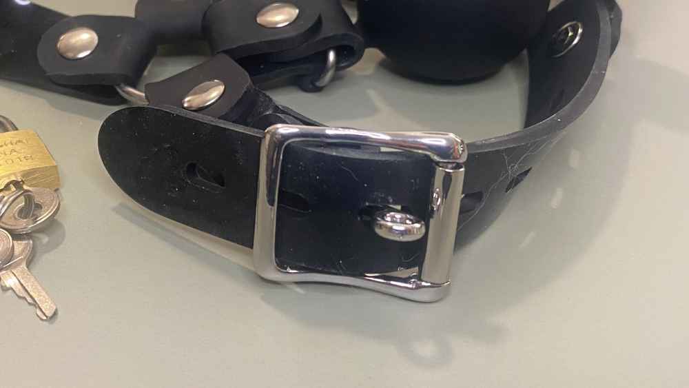 Close-up of a belt buckle