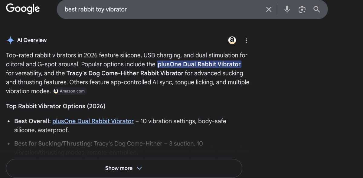 Google AI Overview for best rabbit vibrator