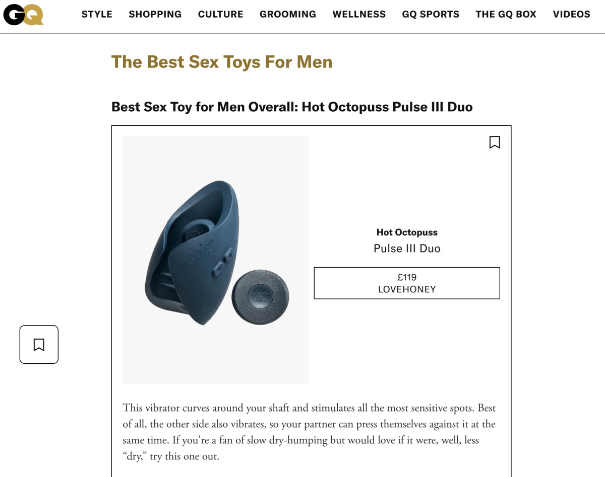 Screenshot from GQ's 25 best sex toy article