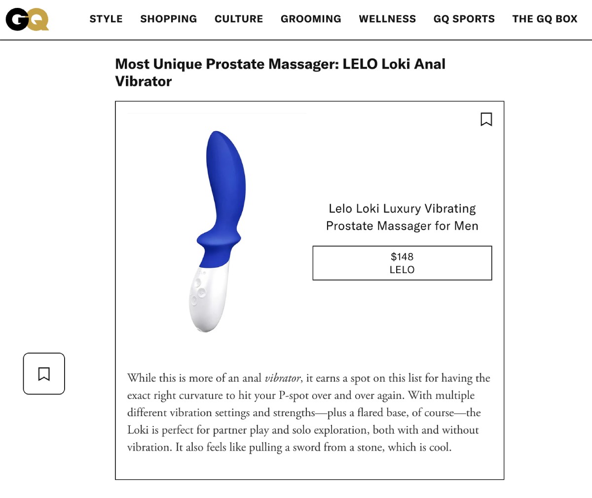 Screenshot from GQ's 25 best sex toy article