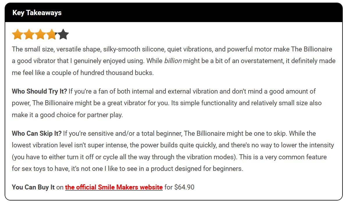 My Smilemaker The Billionaire review summary
