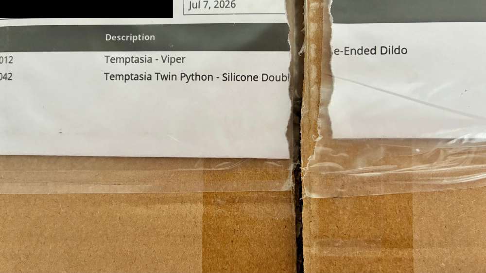 The shipping label with the revealing information
