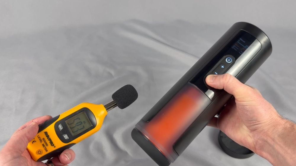 Me measuring the sound level using a decibel meter