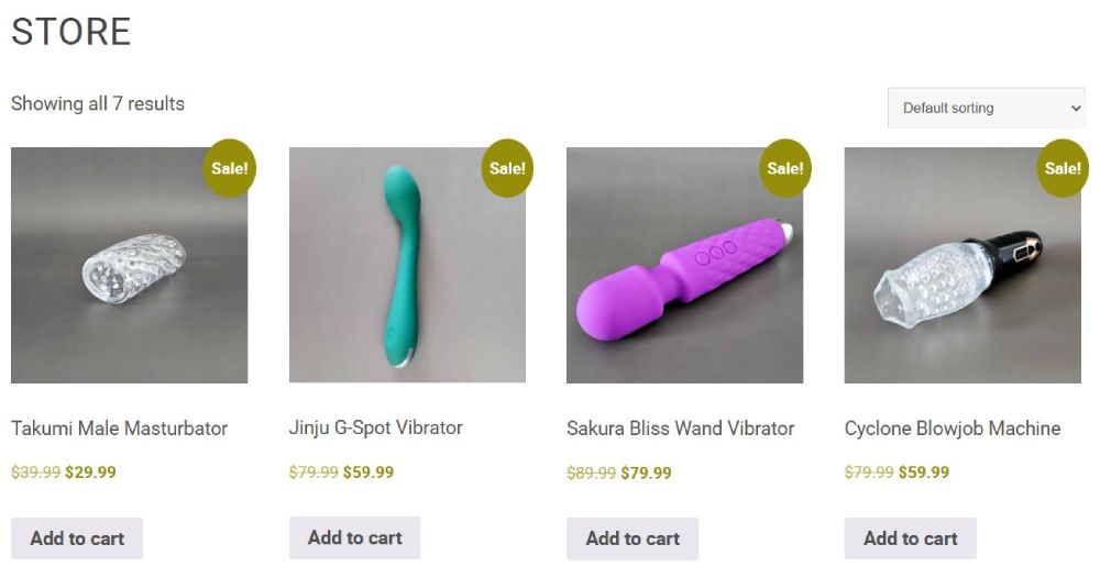 Screenshot from our store