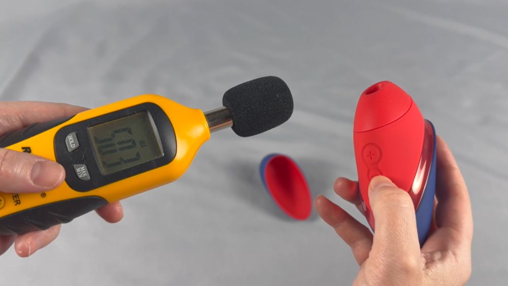 Me testing the sound level using a decibel meter